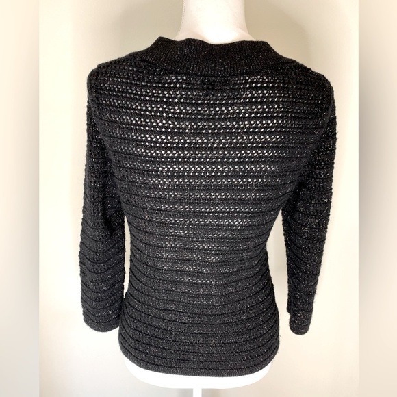 Banana Republic Women Open Front Cardigan Size Small Black Gold Shimmer - Picture 2 of 6